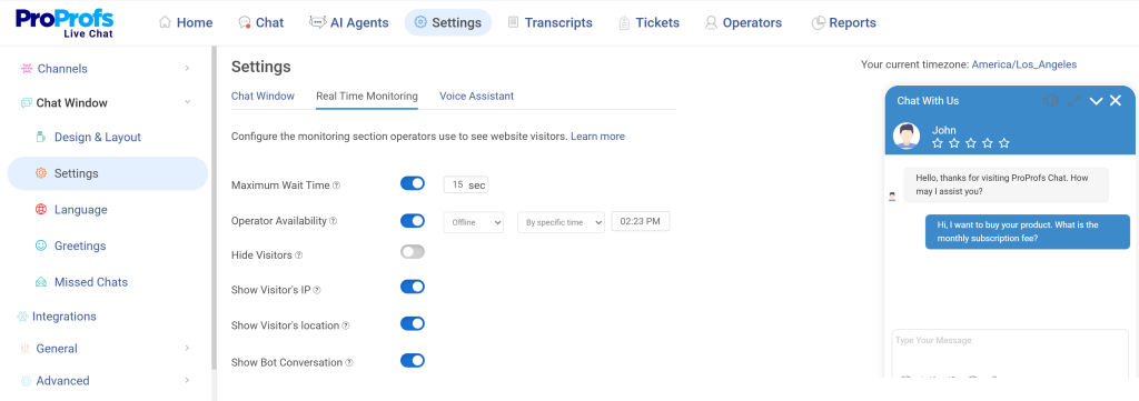 Real-time monitoring 