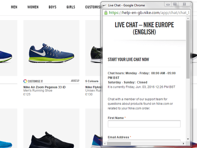 Nike Live Chat Support
