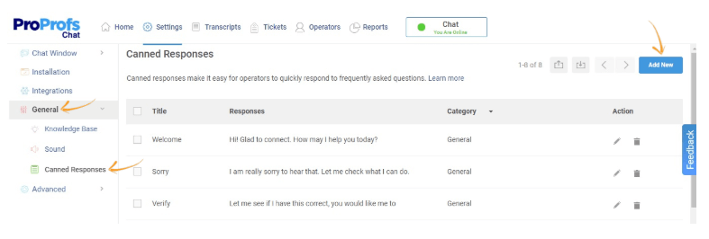 Add new canned response