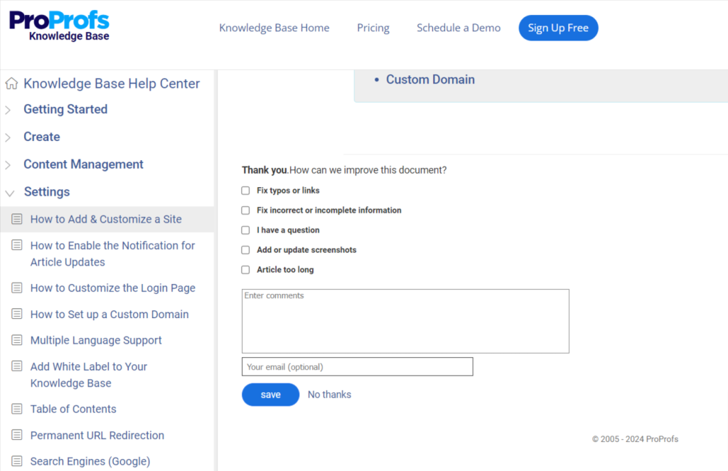 knowledge base feedbacl