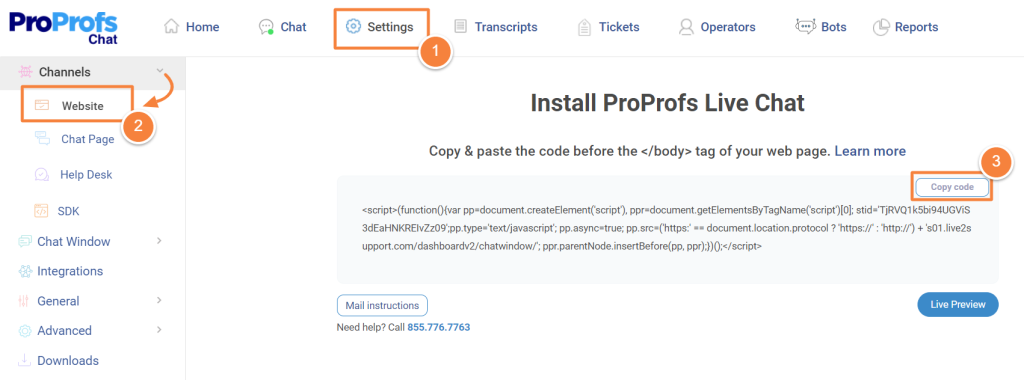 Install Live Chat on Shopify 