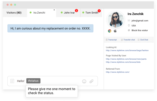 manage multiple customers using live chat