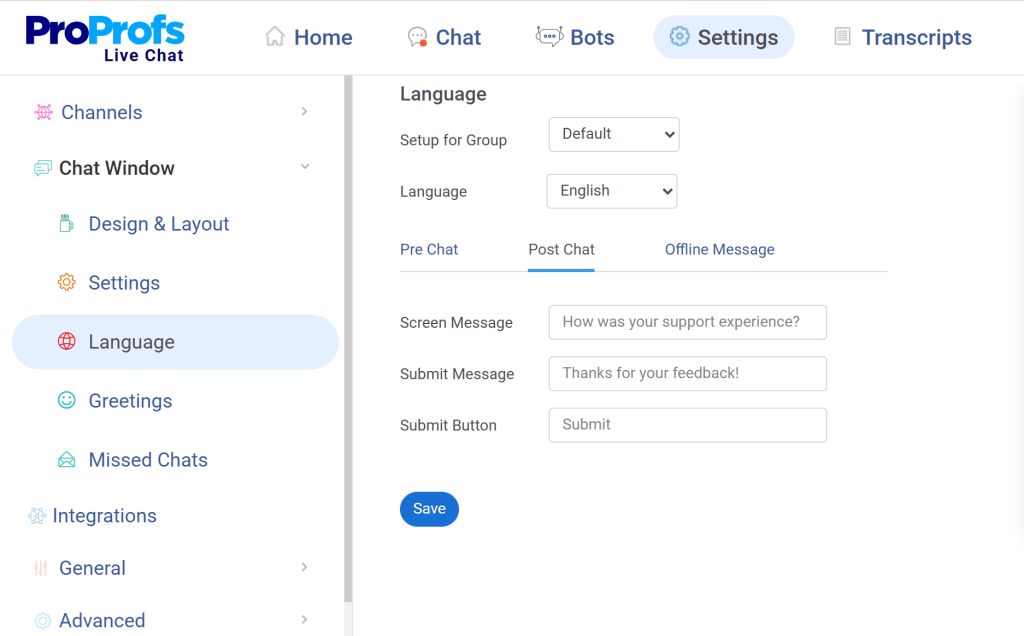 Post Chat Survey