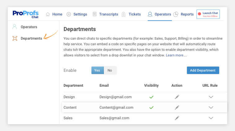 How to create multiple departments