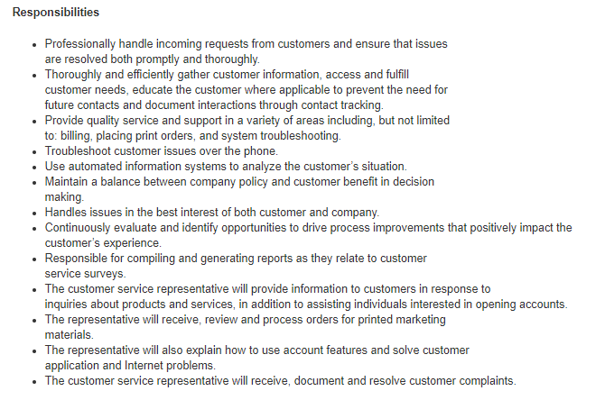 Customer Service Job Description: Roles & Responsibilities
