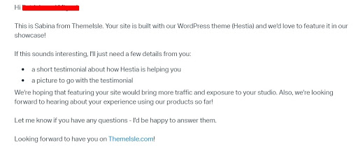 email testimonial