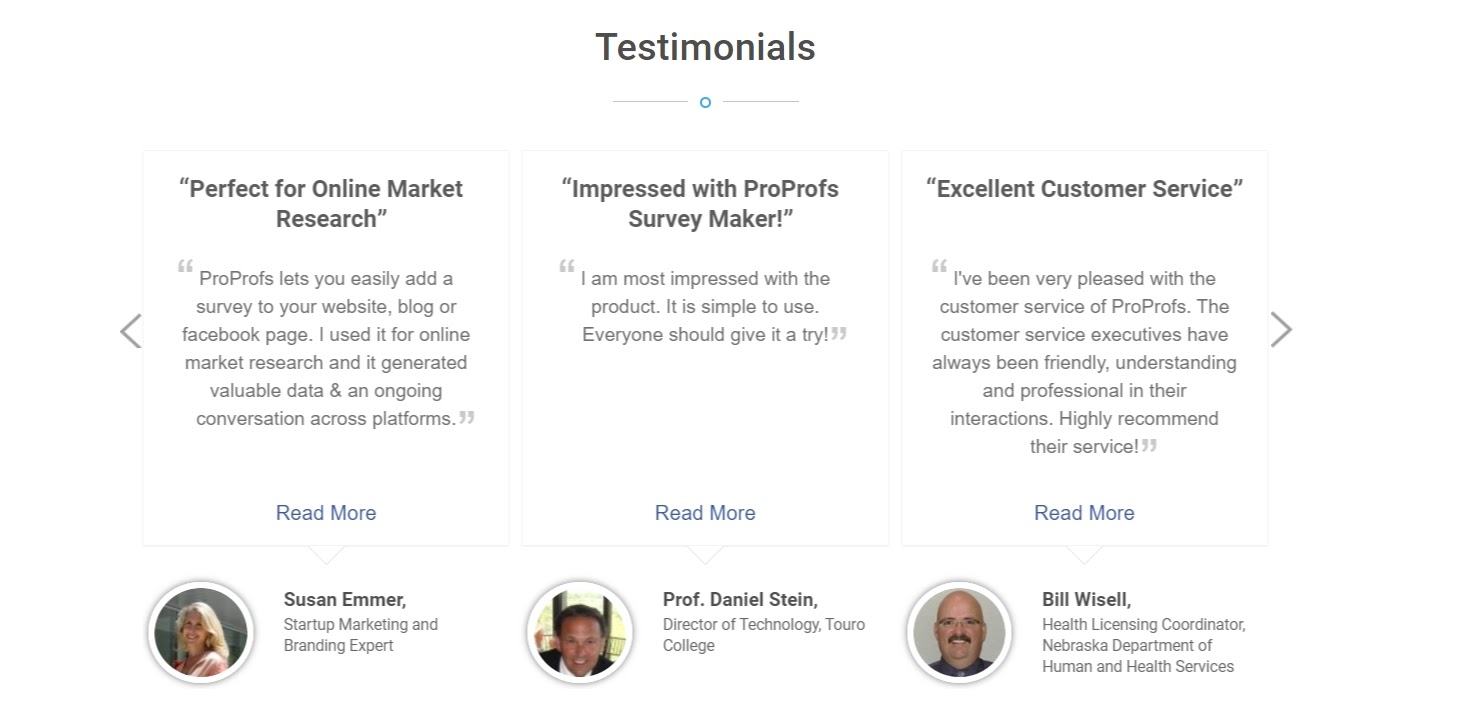 landing page testimonials
