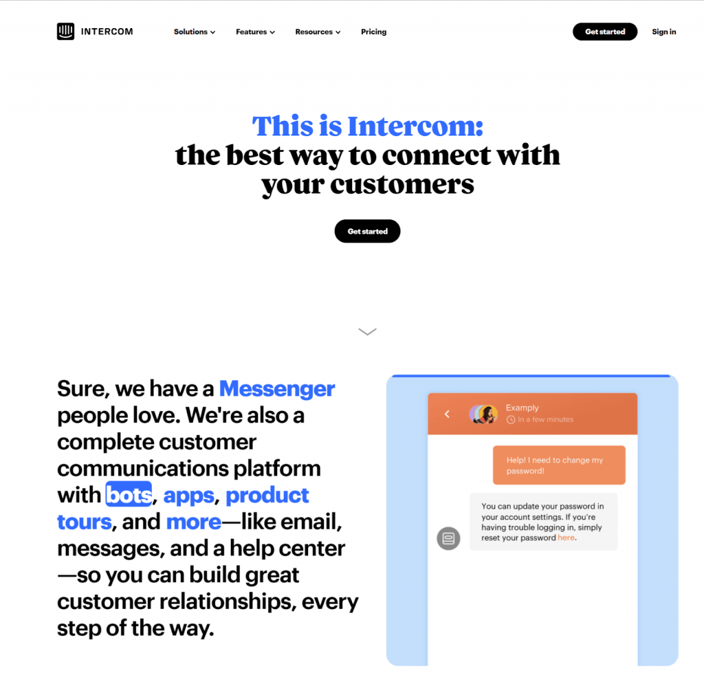 customer service software for best customer experience- intercom