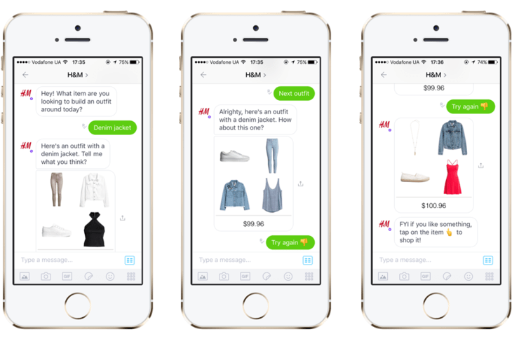 H&M use their chatbots as personal shopping assistants.