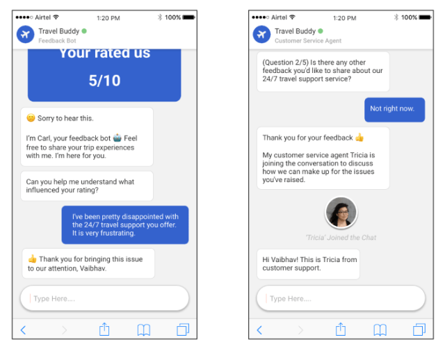 capture customer feedback once a chat ends with the help of chatbot