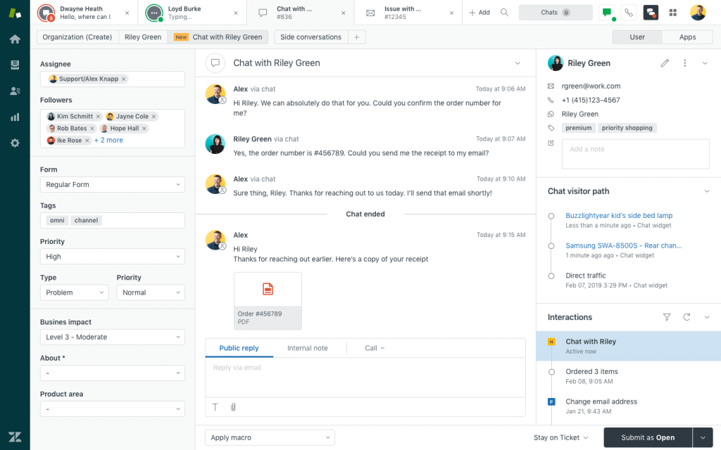 zendesk chat interface