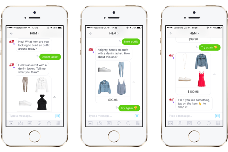 H&M’s chatbot recommend products or clothes based on preferences