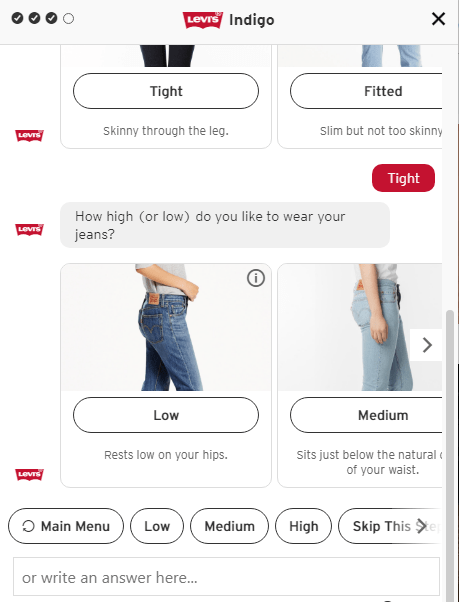 levis chatbot helping its potential customer