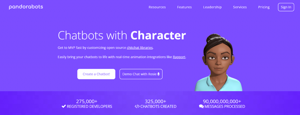 create flexible chatbot characterr using pandorabots