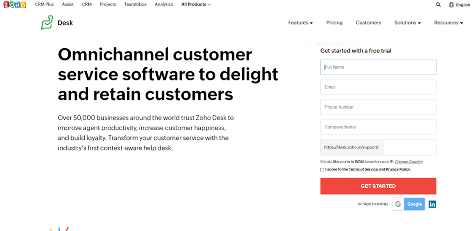 Zoho Desk is an omnichannel customer service solution