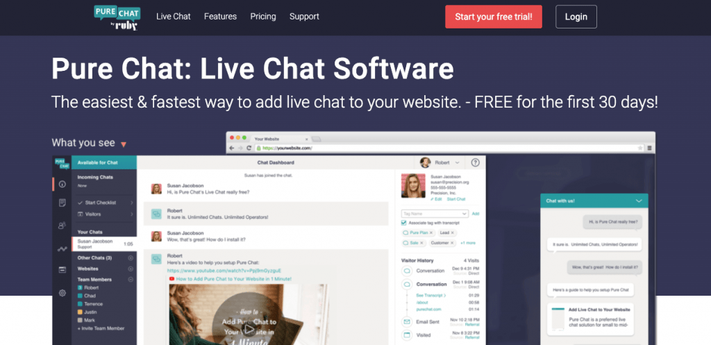 purechat- Freshchat alternative with unlimited chat functionality