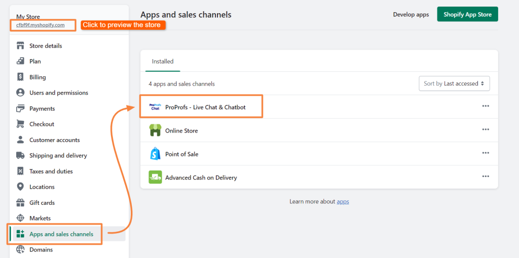 Shopify Live Chat Integration channels