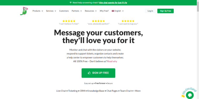 Tawk.to live chat tool