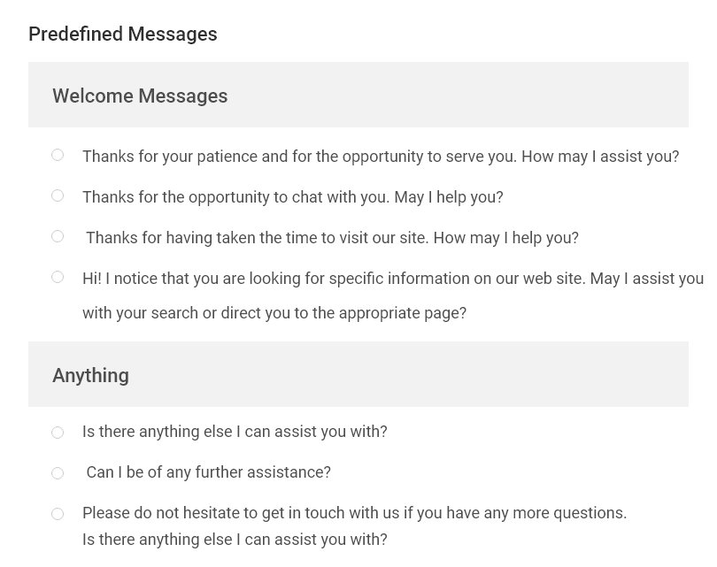 Predefined Messages