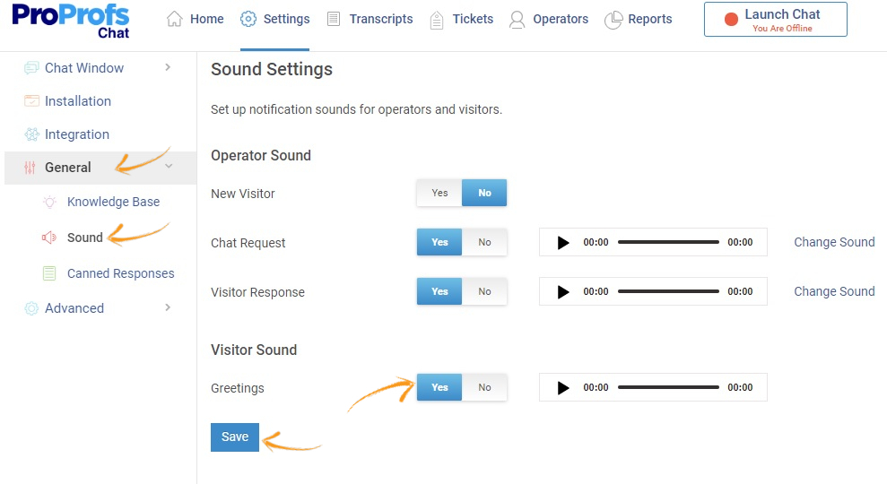 Set up live chat greetings