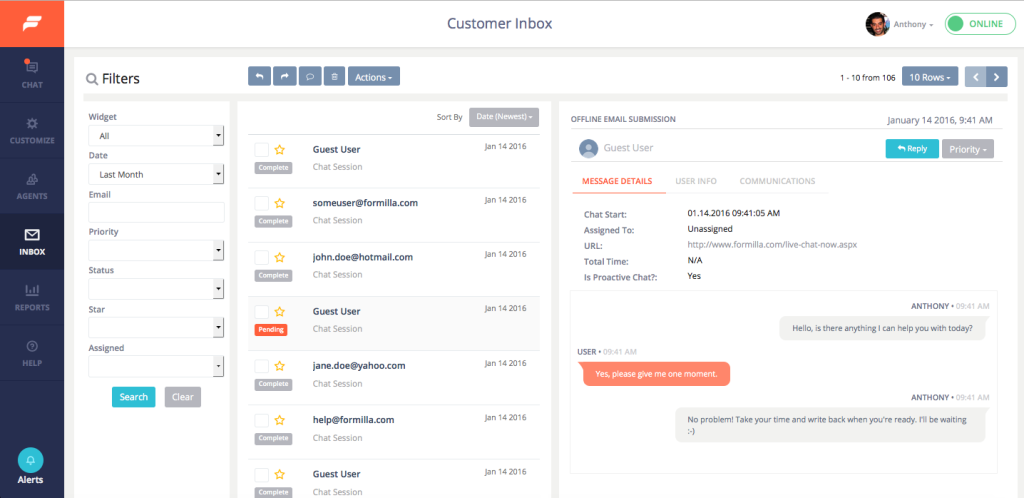 Formilla free WordPress live chat plugin