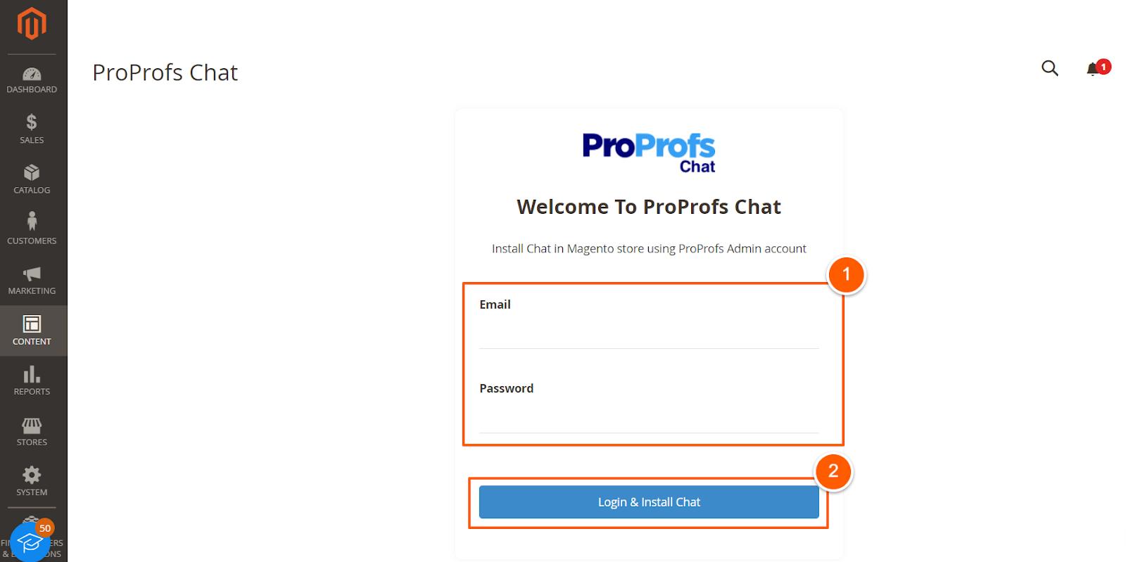 ProProfs Chat log in