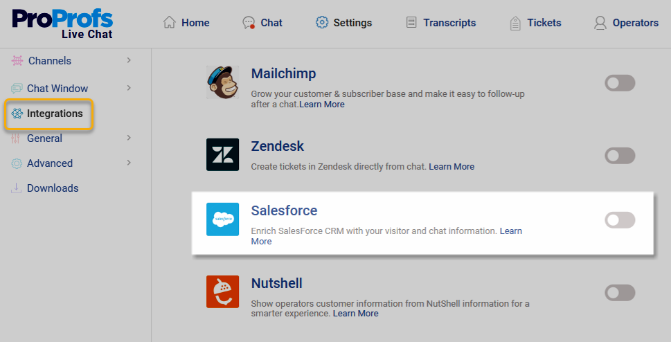 ProProfs Chat Salesforce Integration
