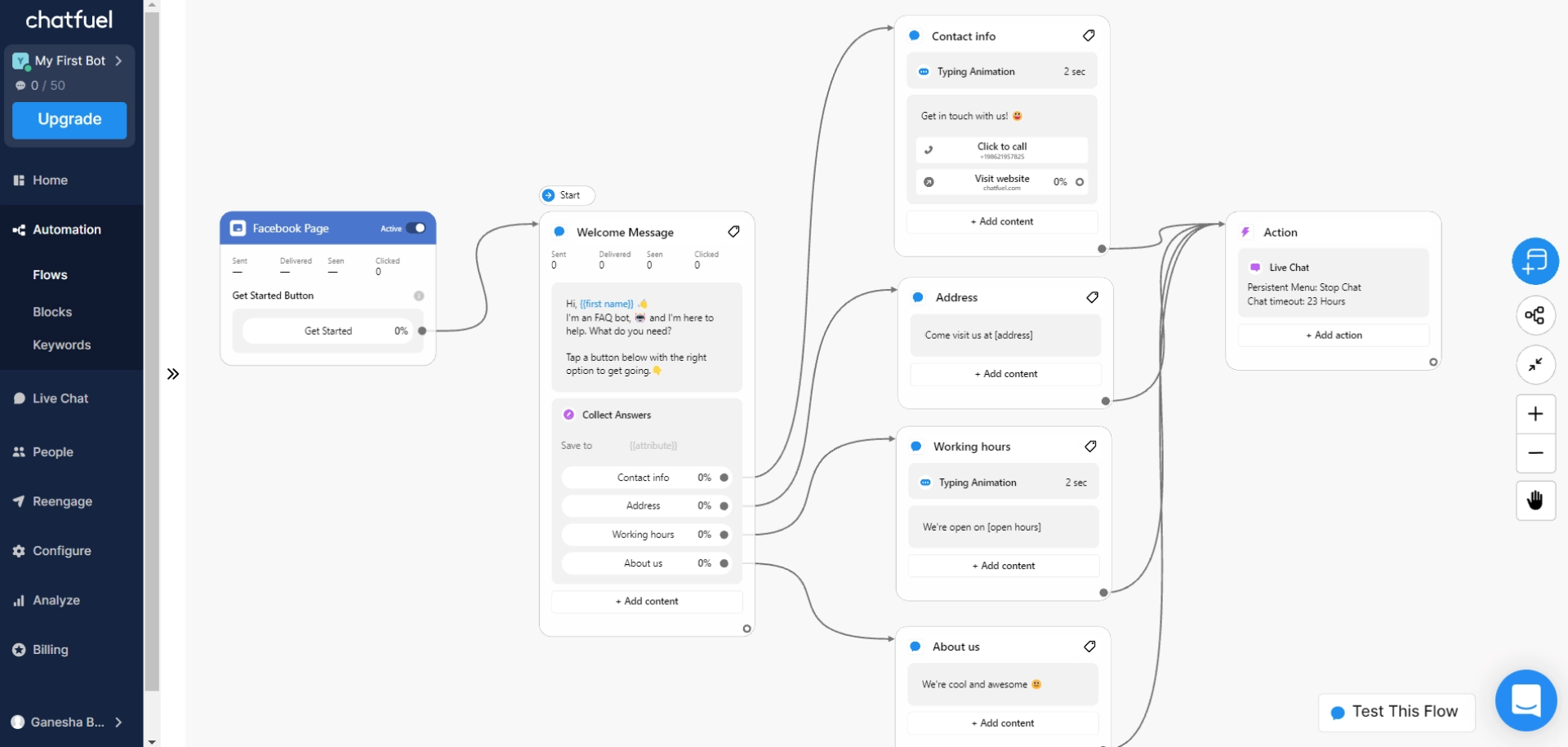 Chatfuel chatbot