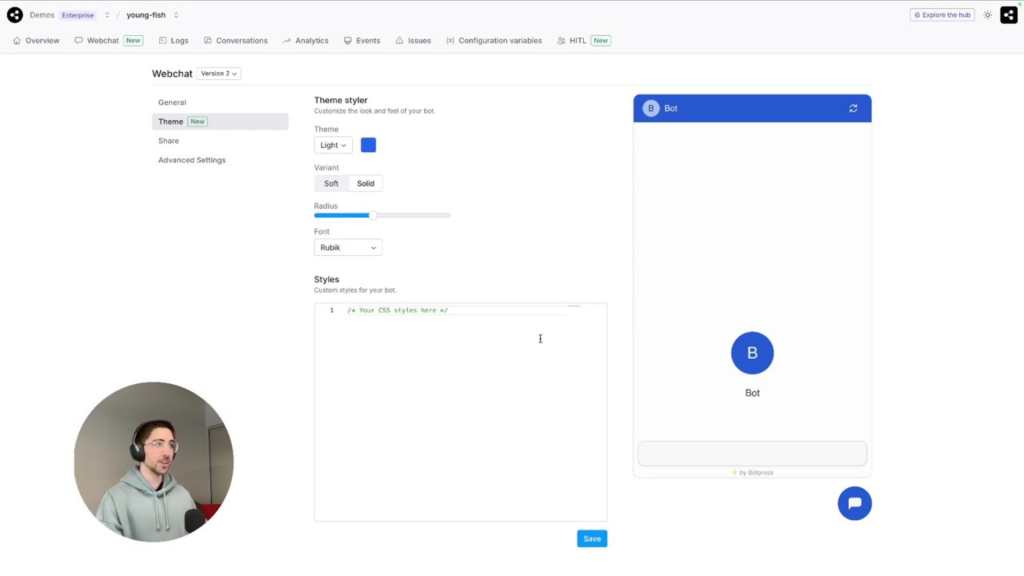 Botpress-dashboard-chatbot-software