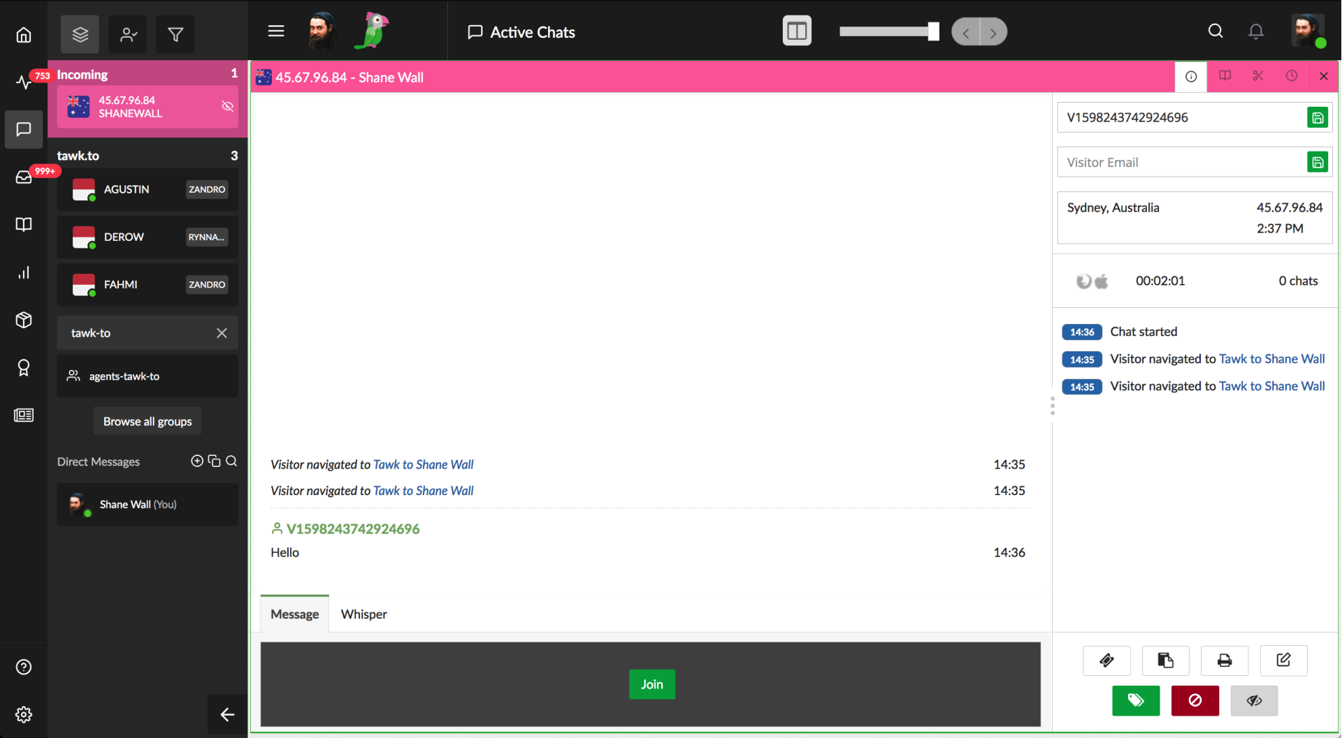 Tawk.to live chat software