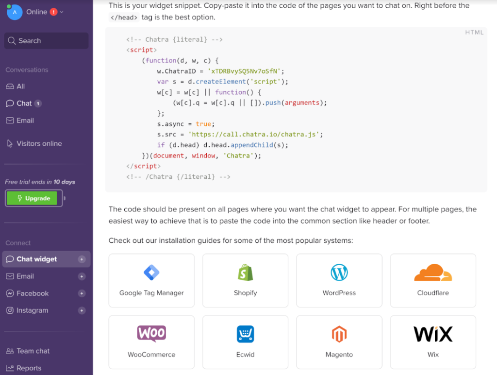 Chatra Chatbot plugin