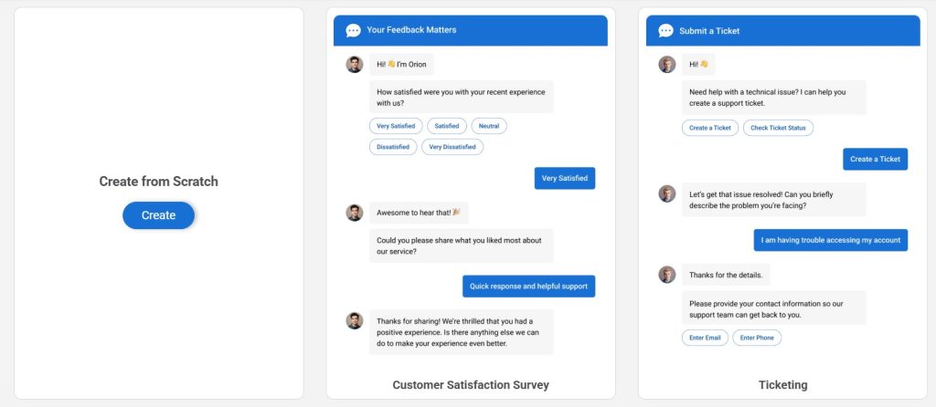 ProProfs chatbot templates