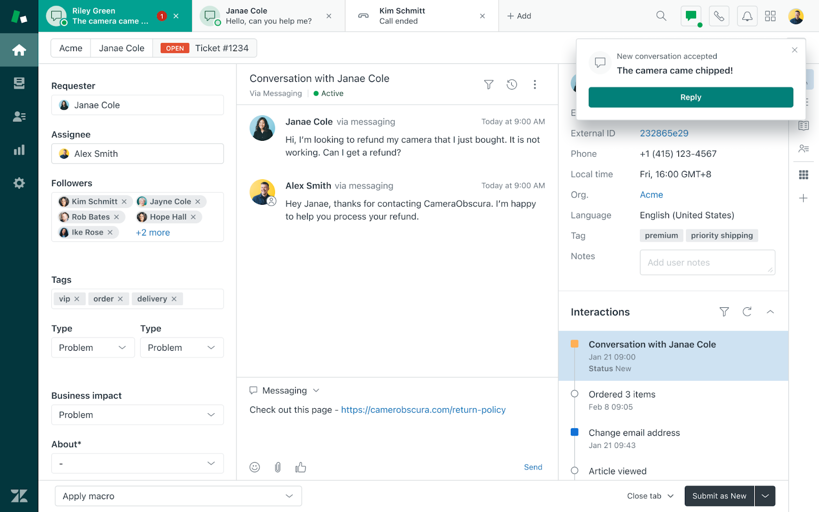 Zendesk dashboard