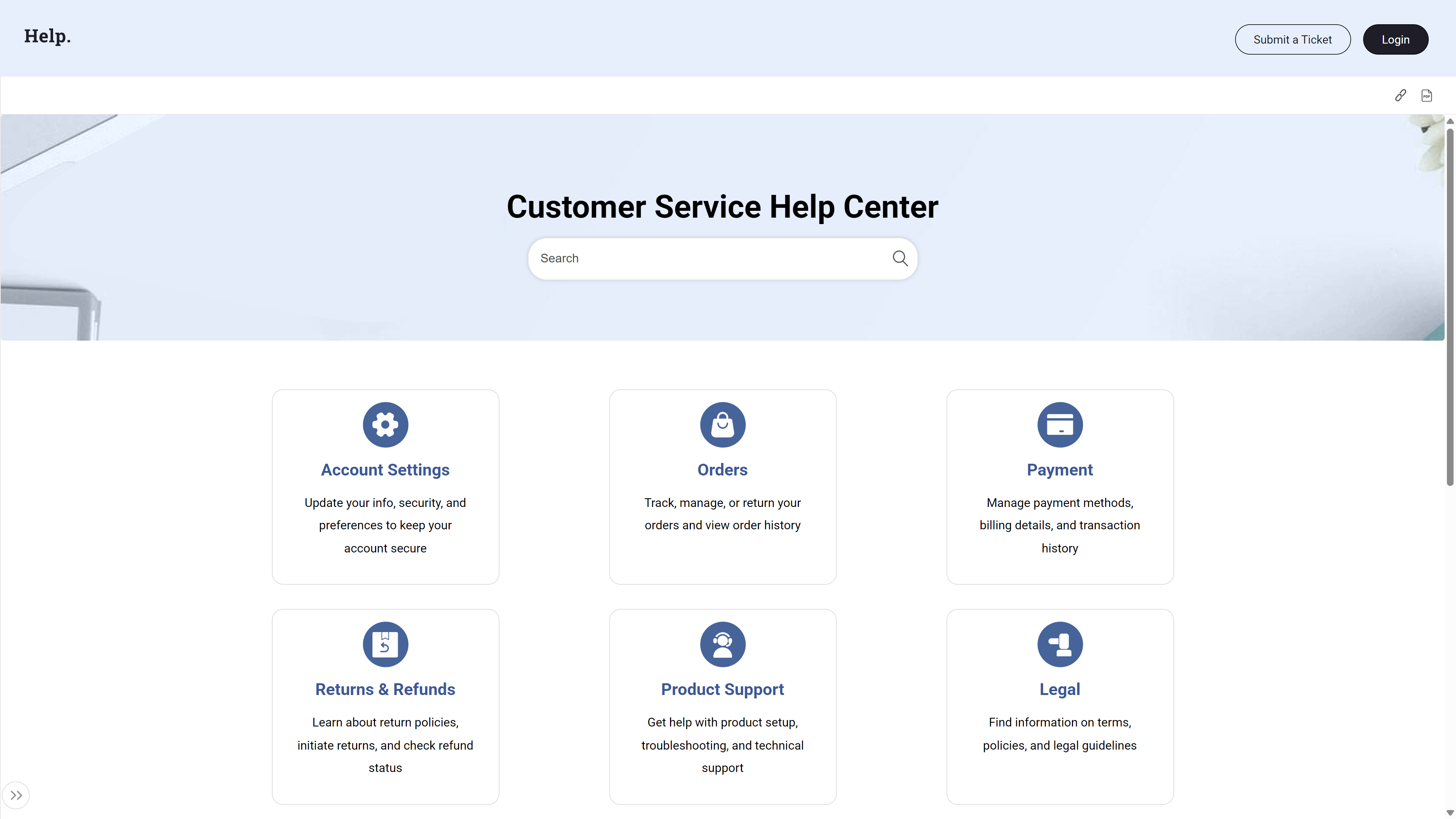 Customer Service Help Center template