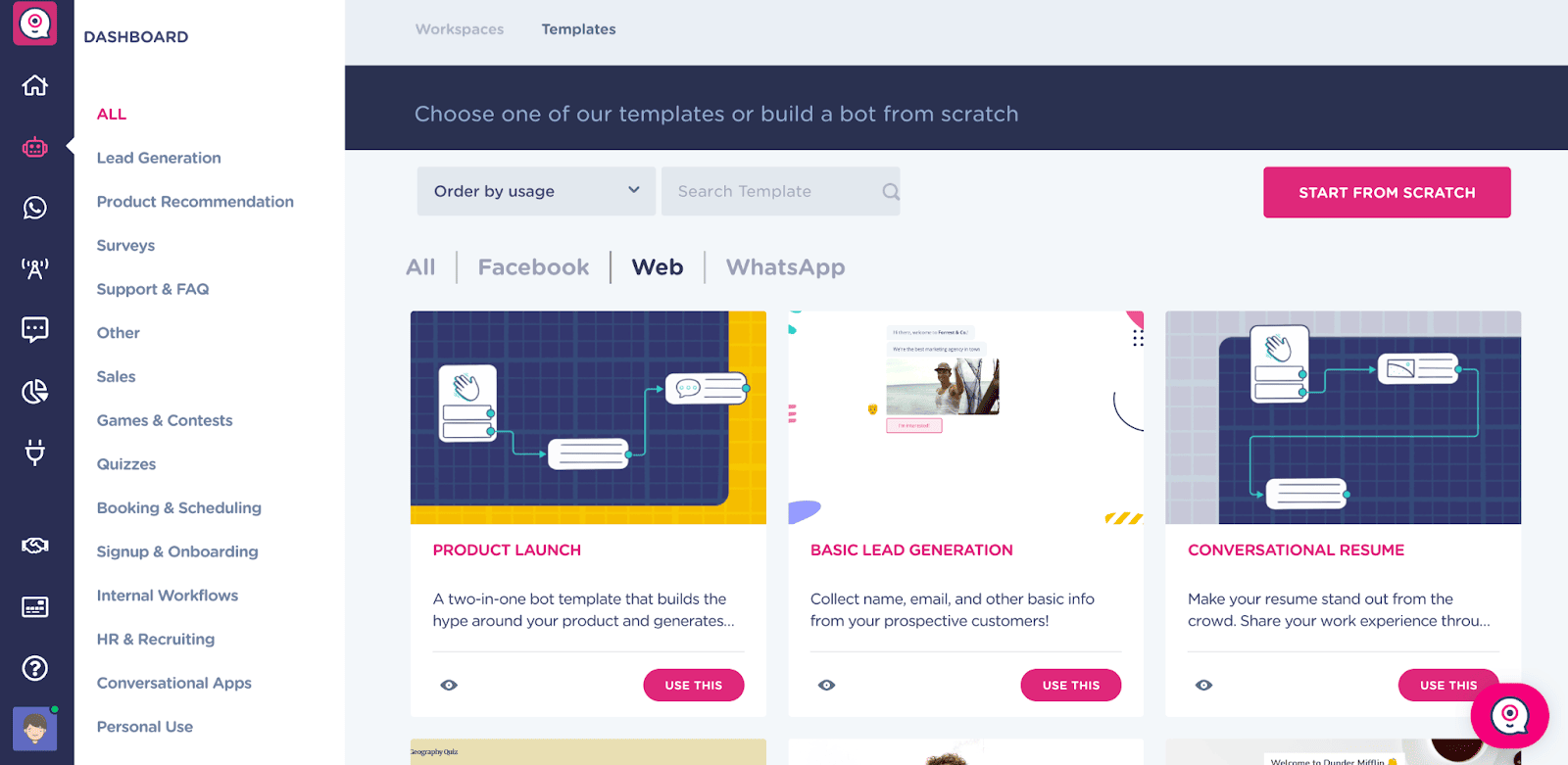 Landbot dashboard
