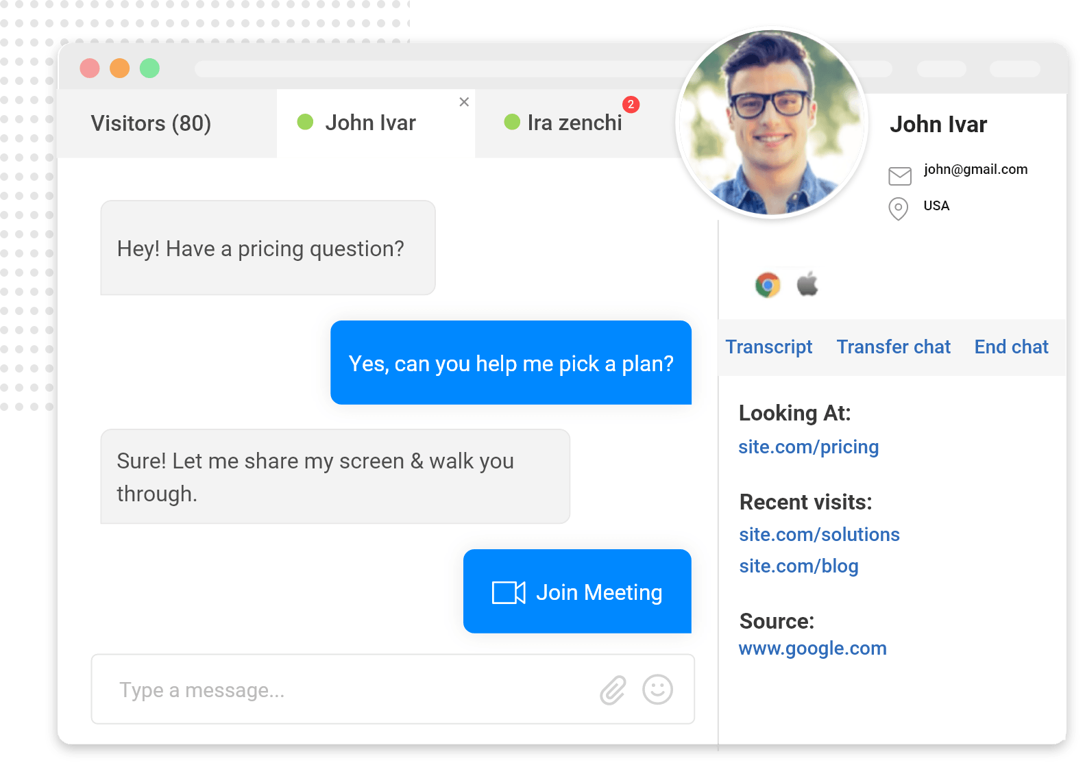 Real Time Visitor Tracking with Live Chat