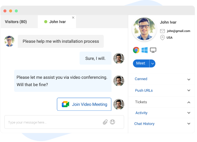 Google Meet & ProProfs Chat Integration